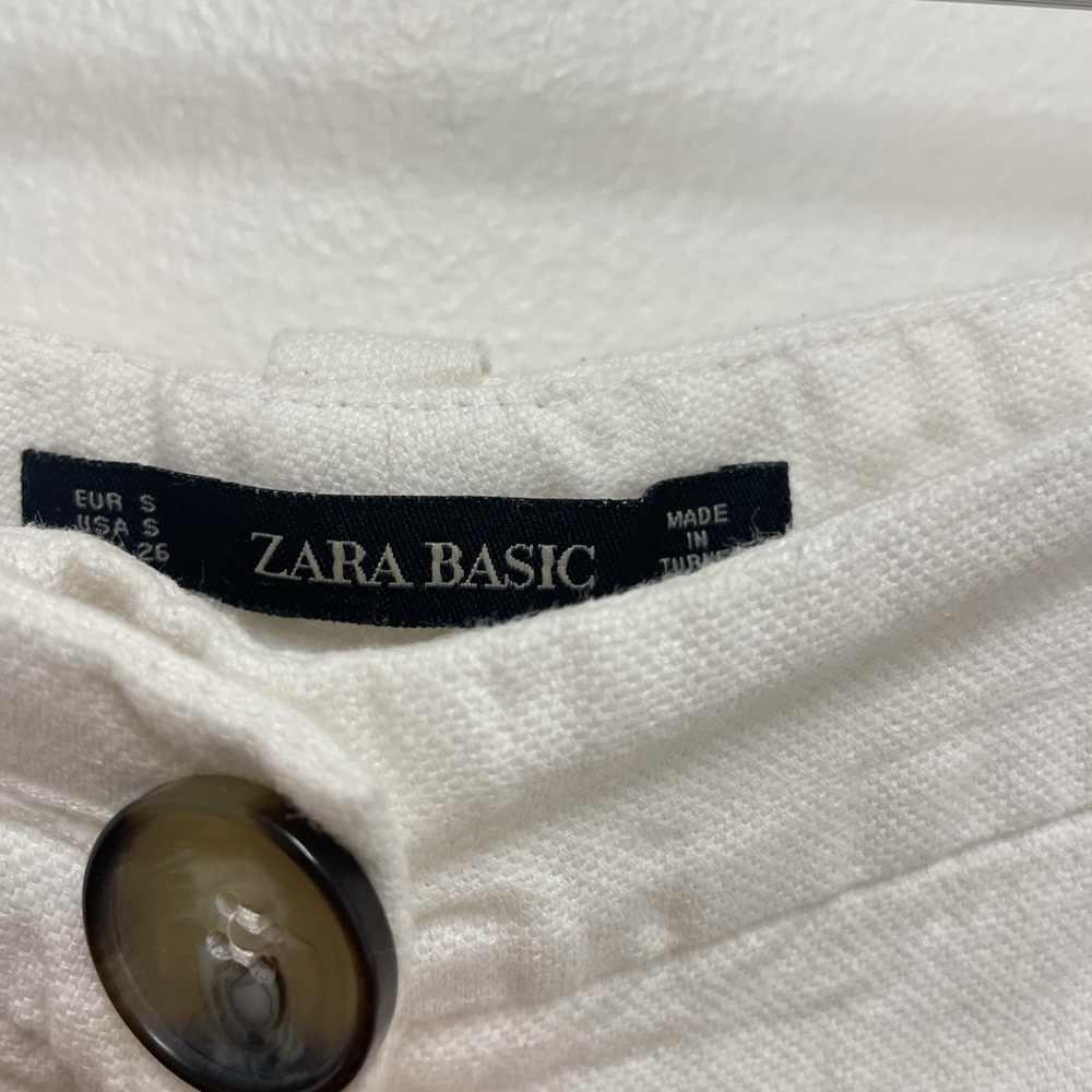 Zara White Linen Wide Pants - Picture 4 of 5